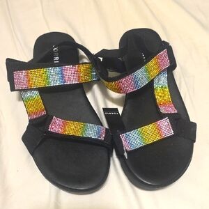 TORRID RAINBOW RHINESTONE GLADIATOR SANDALS NWT
